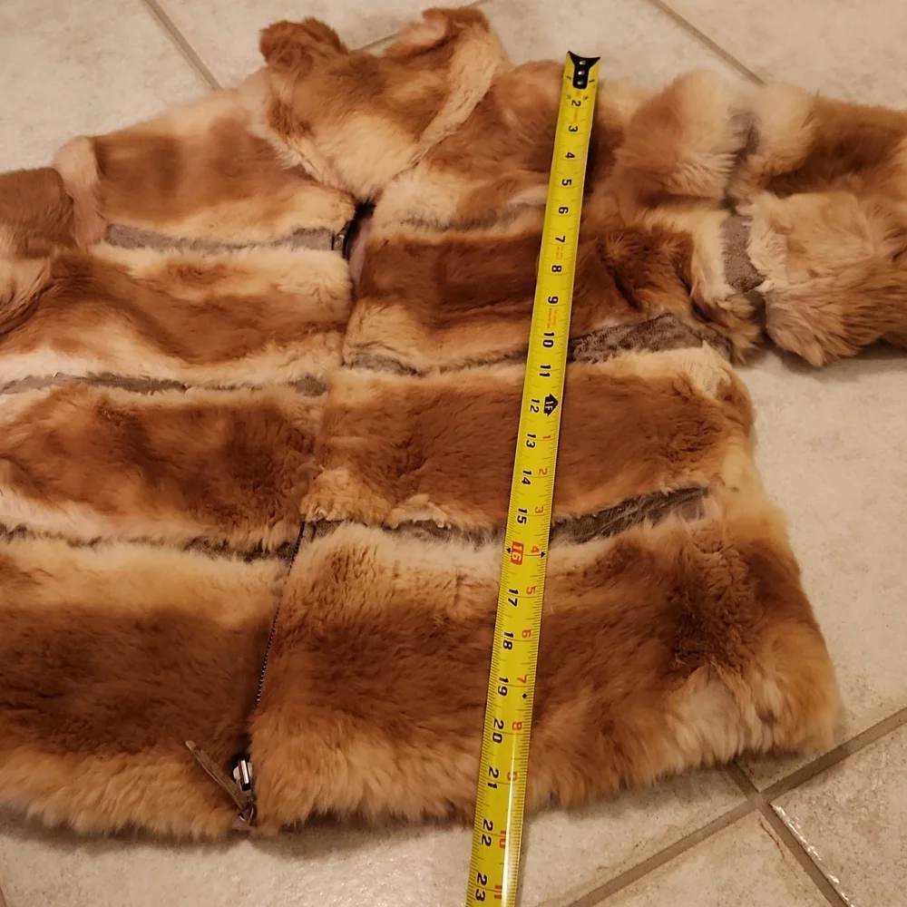 Vintage June  genuine natural rabbit fur and leather details  jacket  size M - Picture 16 of 17